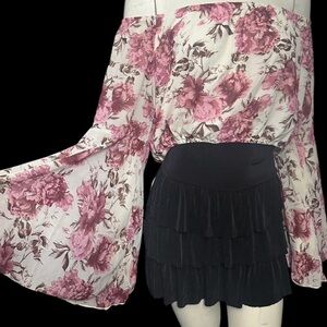 Floral Off The Shoulder Blouse with Fairy Sleeves